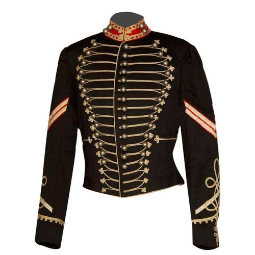 Black wool military - black,