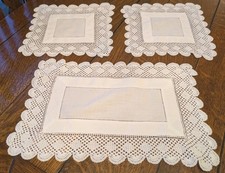 Set Of 3 Vintage white Cotton And Crochet Doilies