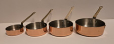 Set of 4 Vintage Copper & Brass Handle Measuring Cups w/ Pour Spout Korea XLNT