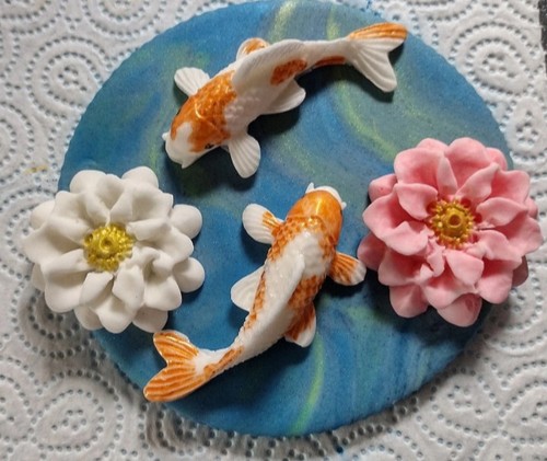 Edible fondant koi carp fish - carp,