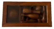  HANDCRAFTED WOODEN TABLE SKITTLES SET in BOX Xmas