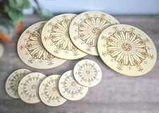 Vintage English Lady Clare Opulent Gold & Cream Tijou 4 Tablemat & Coaster Set