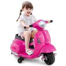 COSTWAY Licensed Vespa Kids Ride on Motorcycle 6VBattery Powered Motorbike-Pink