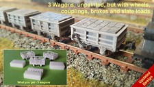 OO9/009 Ffestiniog 2 Ton Slate wagon Kit x 3 Trucks with wheels 3D Resin HO9 HOe