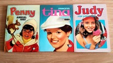 VINTAGE ANNUALS X3 . PENNY 1980, PRINCESS TINA 1980, JUDY 1984. NICE CONDITION