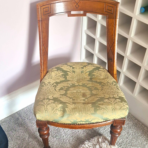 Dark wood dining chair - chair, floral