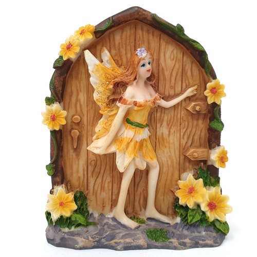 Yellow fairy door ornament - fairy,