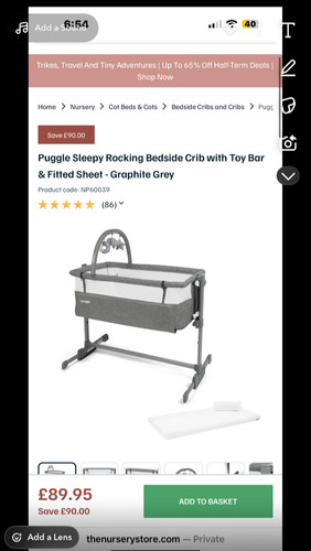 Baby cot bed with mattress - bed, new