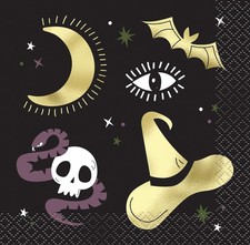 Halloween Party Napkins Gold