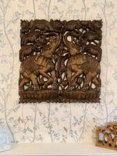 Wooden Double Elephant Plaque