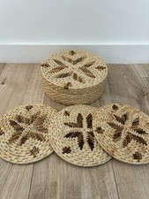 Handwoven Basket With Lid & 3