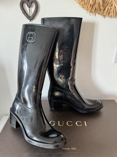 Gucci black rubber block heel - rubber,