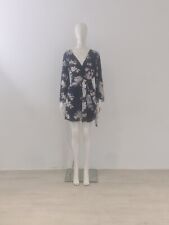 KEEPSAKE THE LABEL (L) Blue Dress UK 12 EU 40 Wrap Kimono Belted V-Neck Party