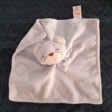 Tesco F&F Blue Teddy Bear Comforter  Blankie Doudou Striped Scarf