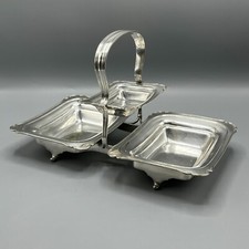 Antique 1920s Silver Plate 2-Tier Cake Sweetmeat Stand Dishes English Atkin Bros