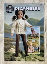 SIrdar Playmates knitting pattern book 121. 30 designs Fashion & Baby dolls.