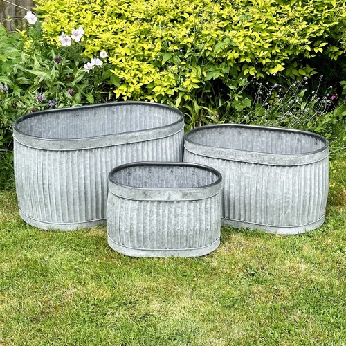Set oval galvanised tub - set,