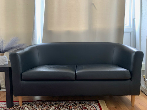 Black faux leather seater - faux,