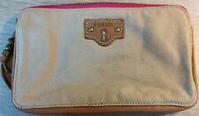 Fossil Makeup Bag in Cream Canvas with Beauty Tools Logo - used good condition