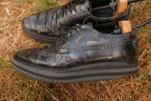 Preowned prada derby camo - preowned,