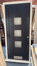 Contemporary Dark Grey Glazed External Door 930x2070mm – Satin Letterbox £350