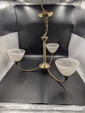 Franklite Meridian 3 Arm Chandelier bronze finish with alabaster effect glasses