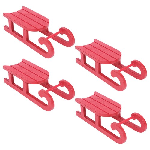 4pcs red wooden sleigh - red,