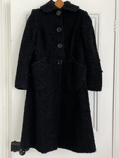 Vintage Elsie Battle Hershelle Black Astrakhan Long Coat - S
