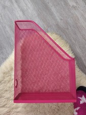 IKEA Pink Steel Mesh Magazine File Holder for Desk & Office Storage