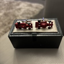 Red Single Seater Motor Racing Car Cufflinks - X2N212