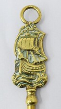 Brass Toasting Fork with Sailing Ship Boat Handle Antique