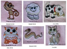 Snake, Owl, Sheep, Cow, Cat, Monkey - Embroidered & Pers'd Baby Blanket/Throw