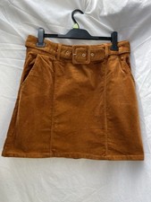 Joe Browns Ladies Rust Cord Short / Knee Length Skirt Pockets  Belted size 14