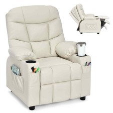 Kids Youth Recliner Chair Toddler Upholstered Lounge Recliner-Beige