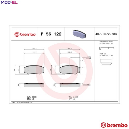 Brake pad set disc - brake, 56