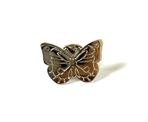 Silver tone butterfly lapel - silver,