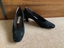Jane Shilton shoes heels black suede court shoe diamante detail size EU 38 UK 5