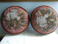 Pair of Victorian Beadwork and Needlework Footstools with Walnut Frames