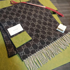 GUCCI cashmere scarf, shawl, stole, scarf Gray 38cm×180cm Made in Italy