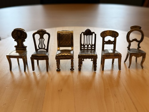 Vintage pewter miniature chair - pewter,