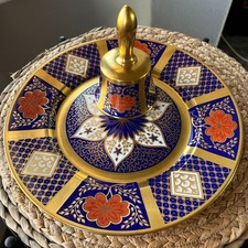 Vintage Caverswall Fine Bone China Roman 22ct Gold Plate & Bell Set Imari Style