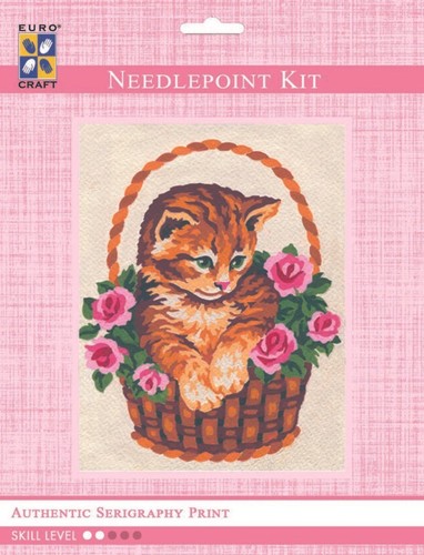 Kitten basket needlepoint - in,