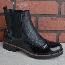 Womens Ankle Chelsea Brogues Boots Ladies Block Heels Slip On Office Shoes Size