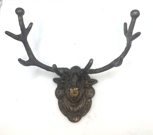 Vtg metal brass deer head - deer,