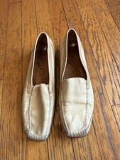 Gabor Sport Loafer Shoes Womens Size 7 Beige Leather Moc Toe Slip On 360688