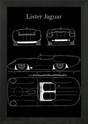 Lister jaguar blueprint framed - lister,