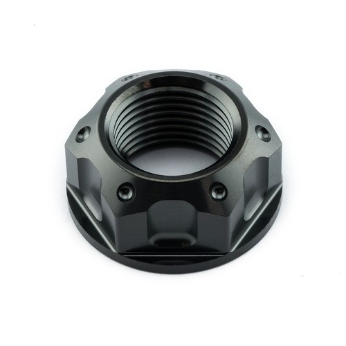Titanium flanged axle - titanium, nut