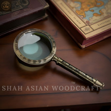 Antique heavy brass magnifying - heavy,