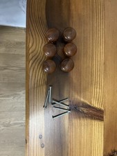 Vintage 30mm tall Cupboard Drawer Pine Wooden Knobs Pulls x 4