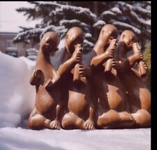 Buddha Sculpture Teak Testes Quirky OOAK MCM Eunuch Flute Gonads Balls vtg Droll